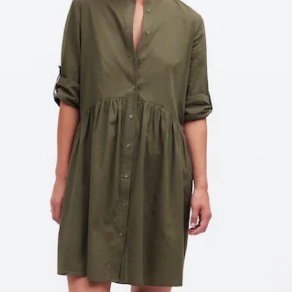 Madewell Green Button-Up Dress